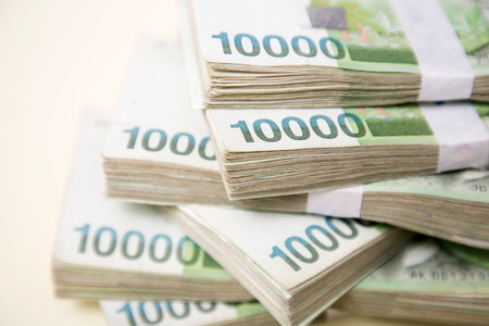 Household budget concept, home budget planning expenses and target money saving props photo 091の写真素材