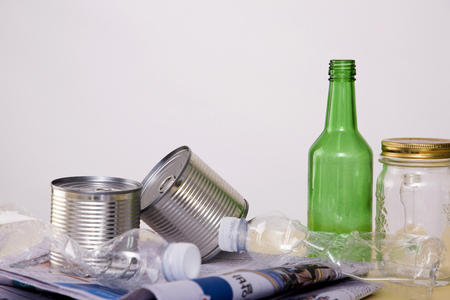 Recycling concept, Garbage for recycling with recycling symbol. Environmental protection concept photo. 009の写真素材