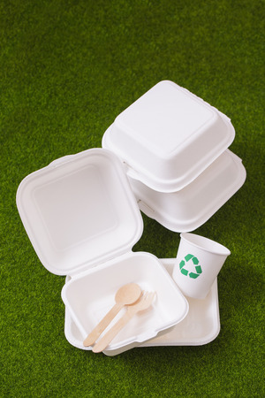 Recycling concept, Garbage for recycling with recycling symbol. Environmental protection concept photo.の写真素材