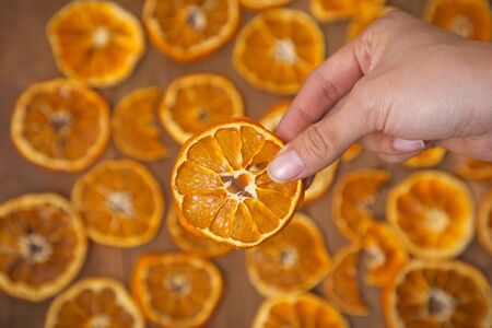 Collections of fresh Tangerines. tangerine slices, juice with leaves. Fruit composition. 037の写真素材