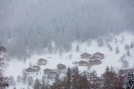the cold winter snow of Switzerlandの写真素材