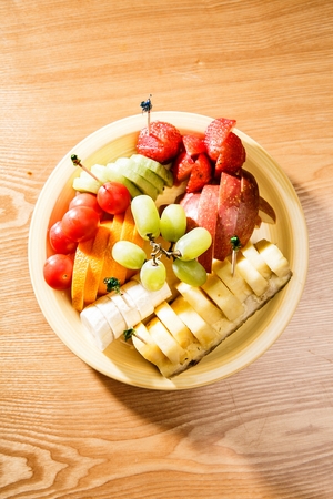 fruits including banana, strawberry and appleの写真素材