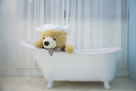 Teddy bear's daily routineの写真素材