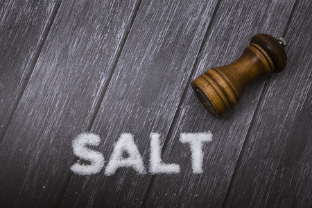 Variety of different salts - sea salt, pink himalayan salt and mountain saltの写真素材