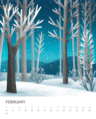calendar design. Four seasons painting of beautiful natural landscape vector illustrationの写真素材