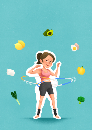health care and body balance concept, lose weight and exercise vector illustrationの写真素材