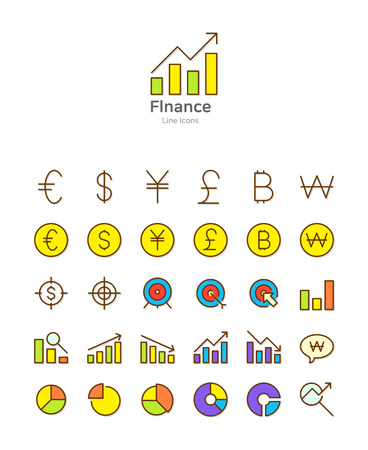 Set of line modern color icons for mobile and web design vector illustrationのイラスト素材
