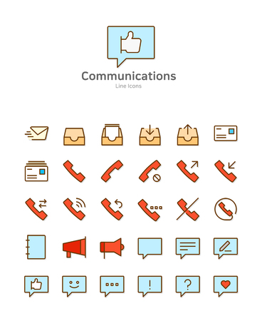 Set of line modern color icons for mobile and web design vector illustrationのイラスト素材