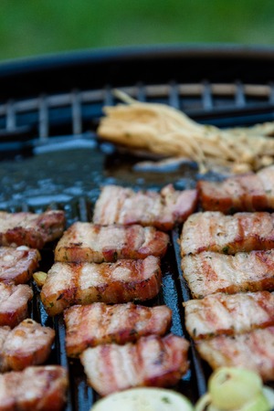 Pork belly party of Campingの写真素材