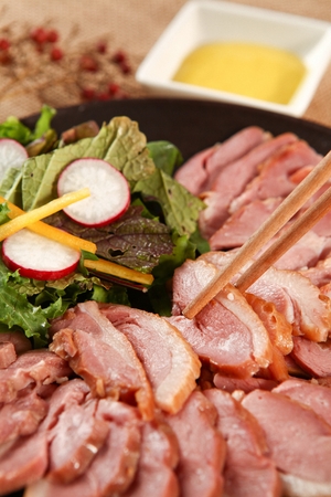 smoked duck and Geot-jeori, fresh kimchiの写真素材
