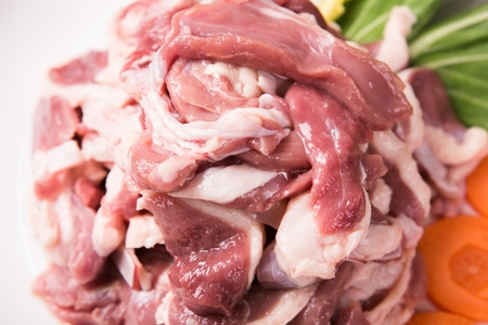 raw duck meat on plateの写真素材