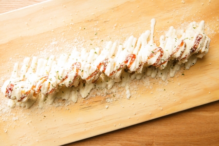 california roll on wood boardの写真素材