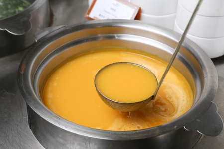 pumpkin soup, buffet settingの写真素材