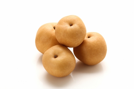 four pears in white backgroundの写真素材