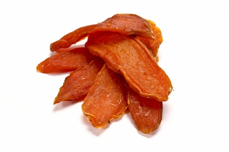 dried sweet potatoes, white backgroundの写真素材