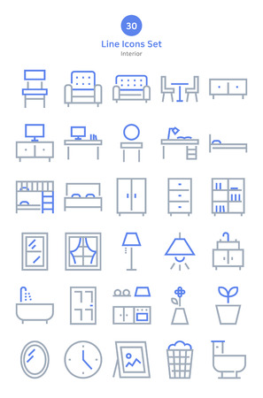Furniture outline icons set.のイラスト素材