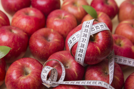 Healthy and weight loss concept, Red apple whole and half piece 027