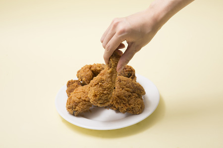 Korean style chicken and beer, delicious fried or spicy sauce chicken with cool beer 008の写真素材