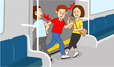 illustration of Public etiquette concept, how to behave in public places. 017のイラスト素材