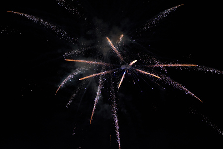 A spectacular display of fireworks on black backgroundの写真素材