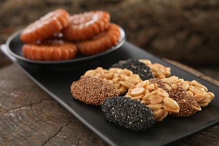 traditional refreshments on black plate