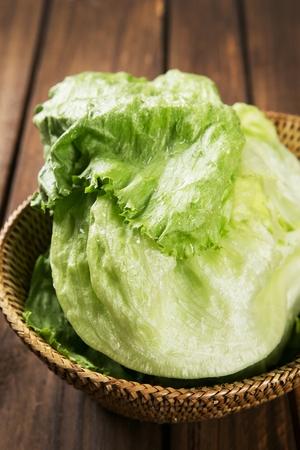 lettuce in basketの写真素材