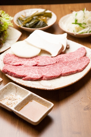 raw beef chuck flap tailの写真素材