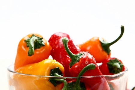 paprikas with different colorsの写真素材