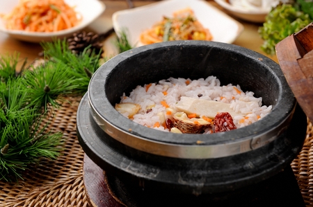 hot pot rice with jujube and chestnutの写真素材