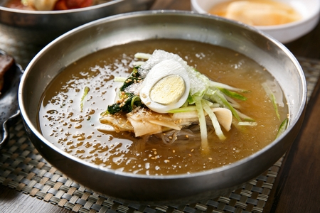 cold buckwheat noodles with vegetablesの写真素材