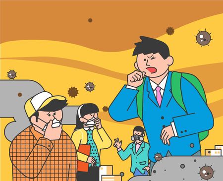 illustration of attention to health and safety when the seasons changeのイラスト素材