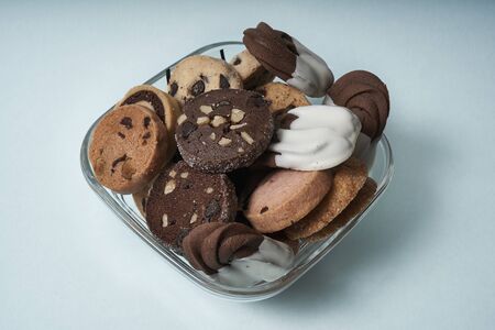 Delicious snack, hand made cookies on colorfulの写真素材