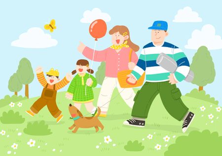 illustration of happy family having good time togetherの写真素材