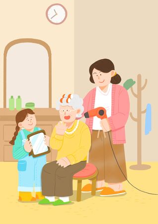 illustration of happy family having good time togetherの写真素材