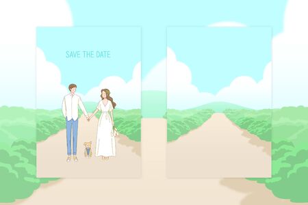 Wedding invitation card template in pastel colorsの写真素材