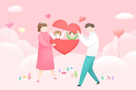 Harmony family, illustration of loving familiesの写真素材