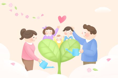 Harmony family, illustration of loving familiesの写真素材