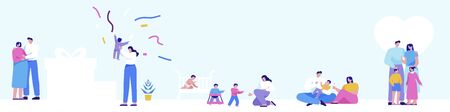 Isometric set of people, human movement concept isolated on white background. 035のイラスト素材
