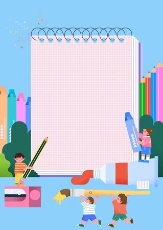 flat design style education template for childrenのイラスト素材