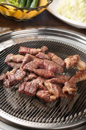 sirloin slices on grillの写真素材