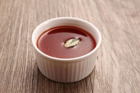 red chili-pepper paste on white plateの写真素材