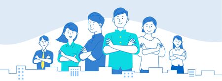 Teamwork concept, business people working in office illustrationのイラスト素材