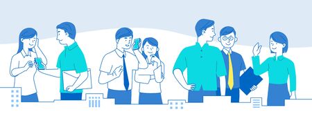 Teamwork concept, business people working in office illustrationのイラスト素材