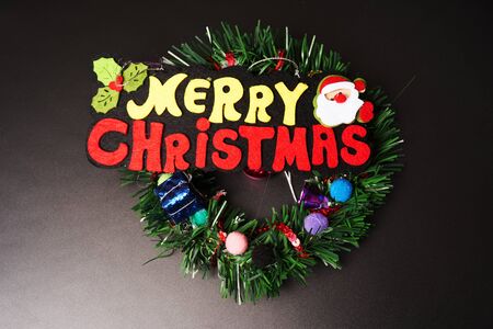 Decorations for Chistmas, close up of elements with Xmas Treeの写真素材