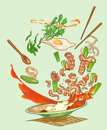 Korean summer food concept illustrationの写真素材