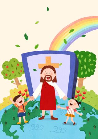 Concept of bible school or camp vector illustrationの写真素材