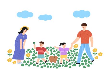 Happy loving family, spending time together in nature outdoorの写真素材