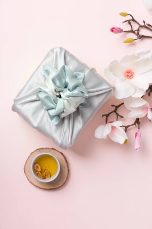 Concept of Korean traditional objects, wrapping cloth and refreshments. 086の写真素材