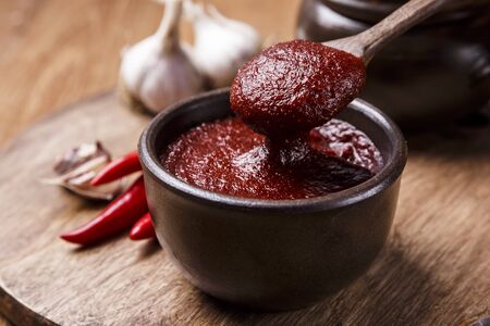 Concept of Korean traditional sauces, soy sauce, soybean paste and red pepper paste 016の写真素材