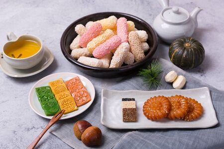 Concept of Korean traditional food, wrapping cloth and refreshments.の写真素材